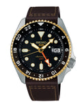 Seiko 5 Sports SKX GMT SSK036K1 – Automatikuhr mit Lederband, 42,5 mm